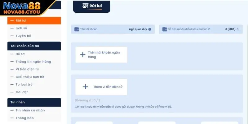 Giới thiệu về hướng dẫn rút tiền Nova88 